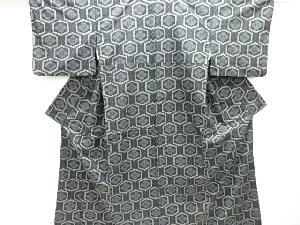 花亀甲模様手織り紬着物・道行コートアンサンブル